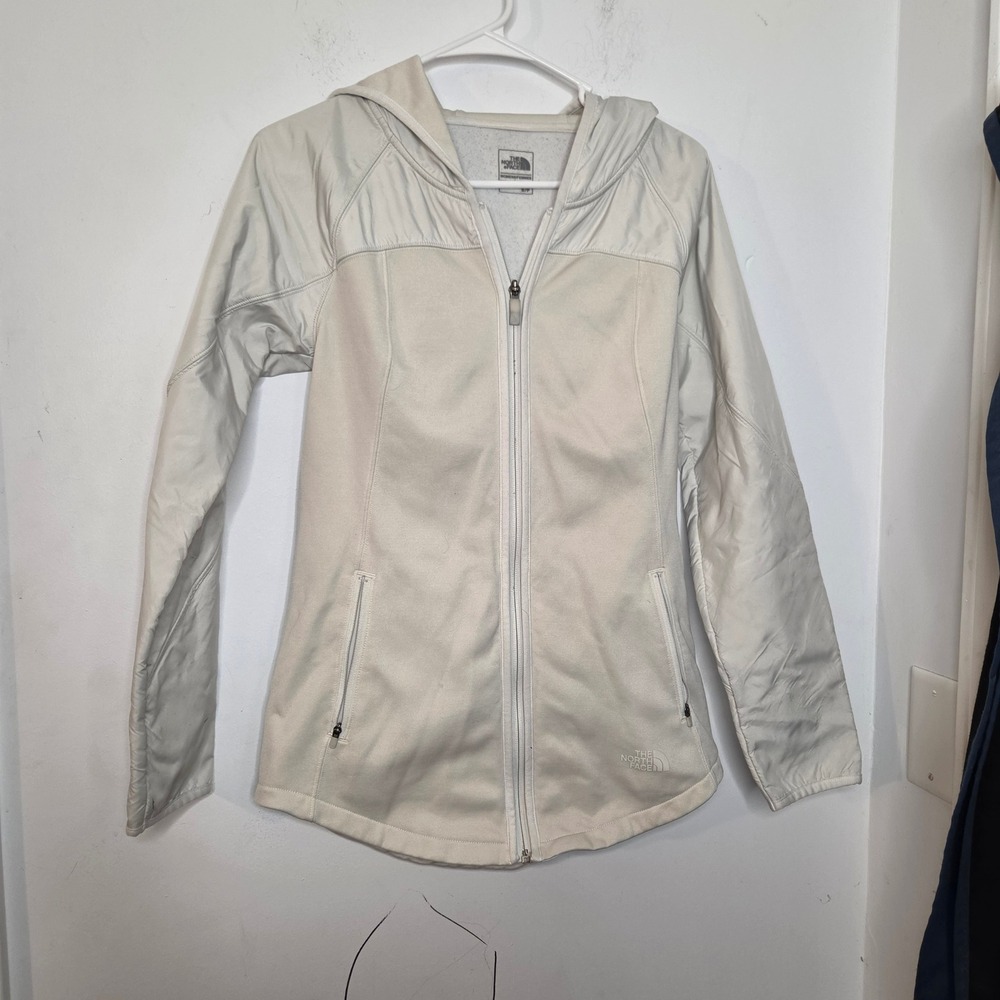 The‎ North Face Womens Cream Hybrid Fleece Full Zip Hoodie Jacket Small S P